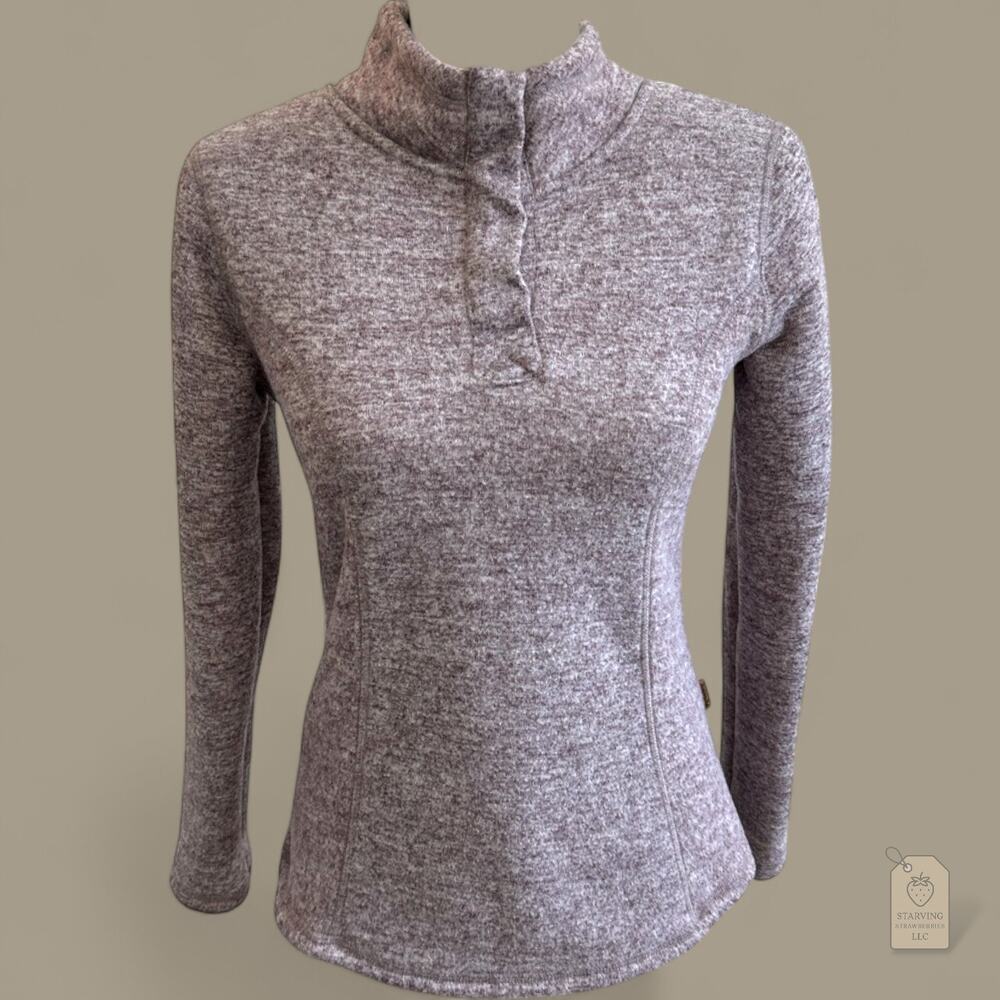 Sherpa Lined 1/4 Snap Fleece Pullover Sweater Heather Lavender Purple S